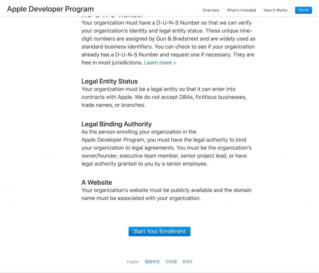 Create a developer account for the Apple Store - Step 2